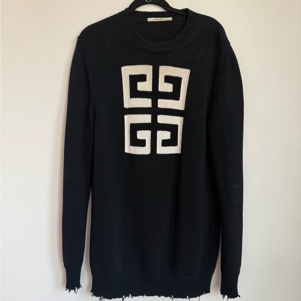 Givenchy Black Sweater with White Geometric Design